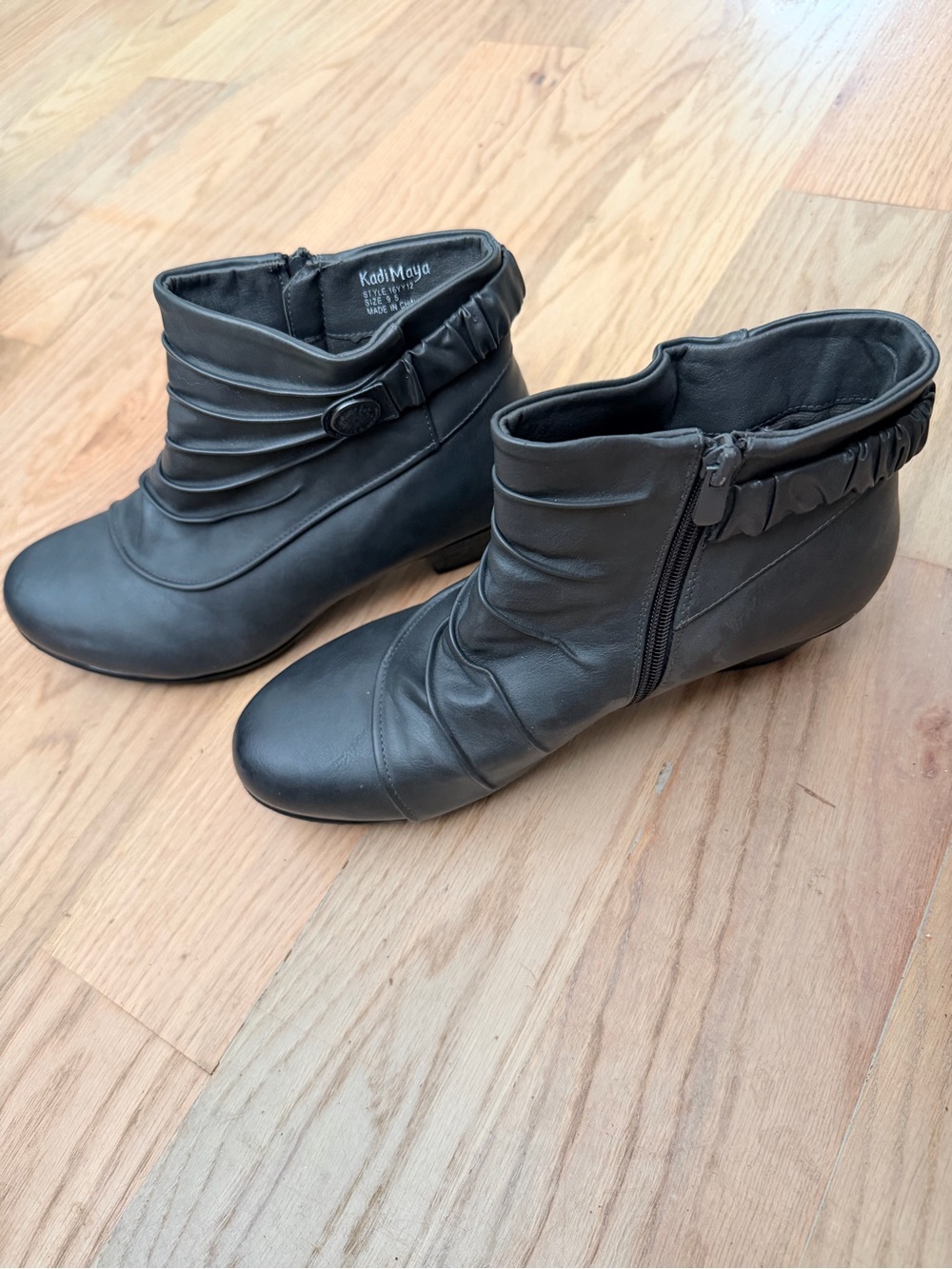 Black Ruched Ankle Boots for Women